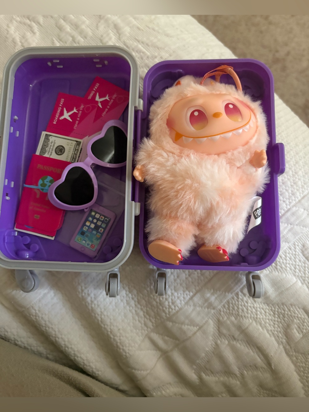 Plush Peach Monster Toy with Purple Carry Case - Kids Toy